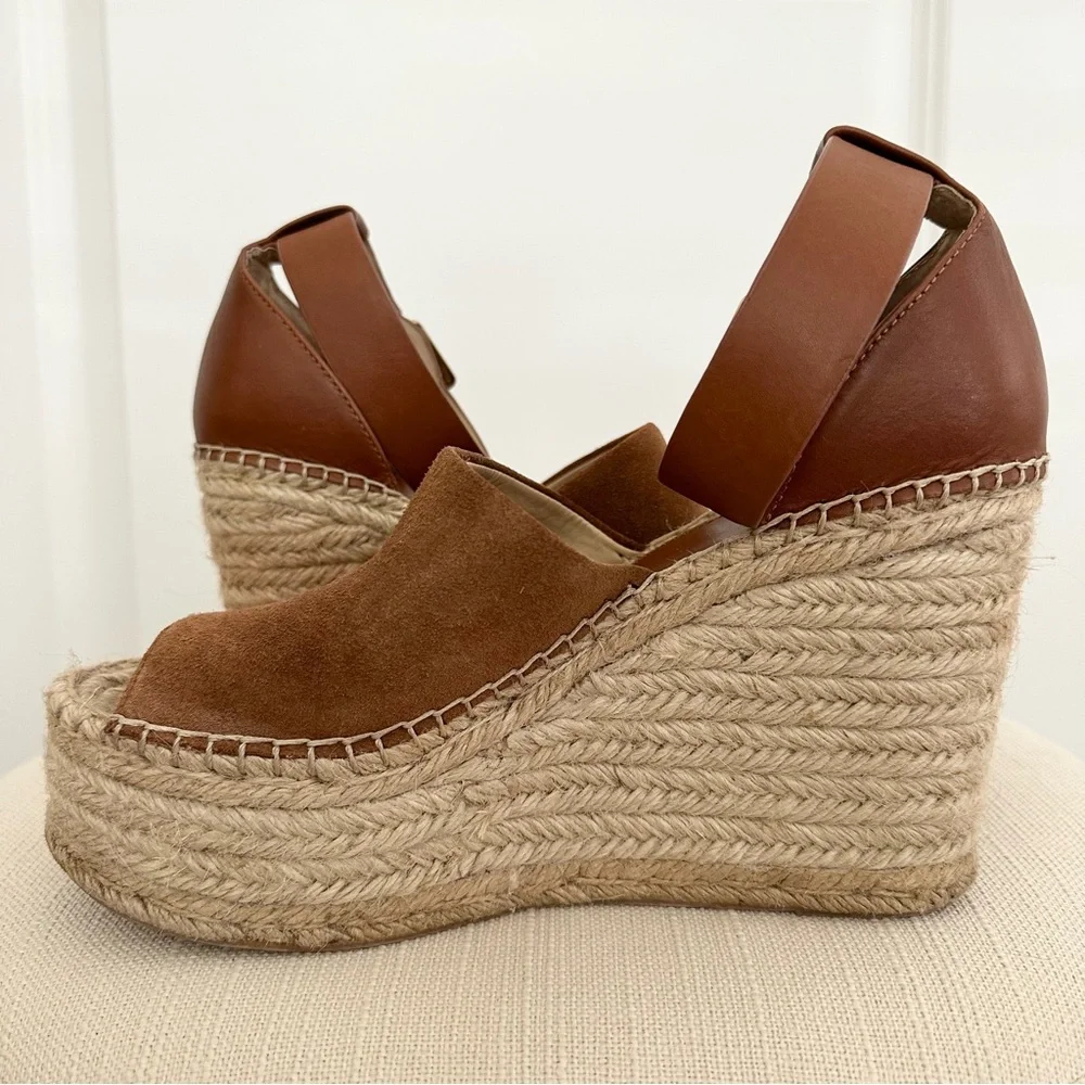 Espadrille Platform Wedge Sandals in Brown A59